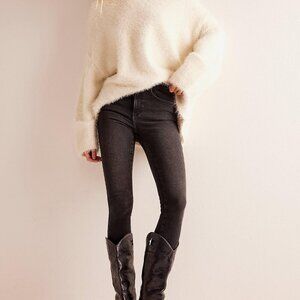 Free People Black Jeans with knee rip and frayed hem